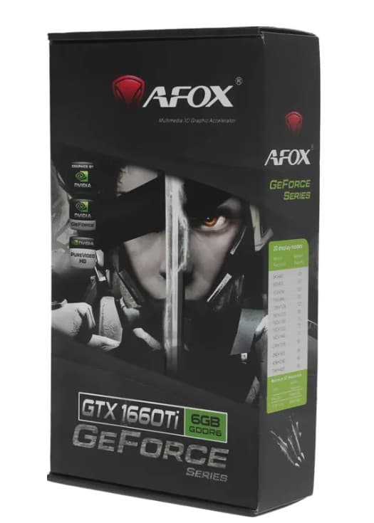 Видеокарта GF GTX 1660 Ti 6GB GDDR6 AFOX GeForce GTX1660 Ti DUAL FAN RTL (AF1660TI-6144D6H7-V4) 192BIT DP/DVI/HDMI