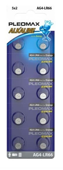 Батарейка SAMSUNG PLEOMAX AG4, LR626, G4, LR66, 177, GP77A, 377, SR626W, 18 мАч 1.5В, 2.6x6.8мм
