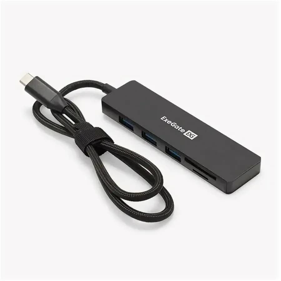 Разветвитель USB концентратор ExeGate DUB-2213C/CR, Хаб Type-C --> 2xUSB2.0, 1xUSB3.0, Cardreader MicroSD,SDXC, SDHC, SD (EX297632RUS)