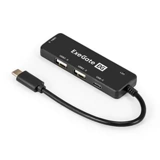 Разветвитель USB концентратор ExeGate DUB-211C, 4 порта, Хаб Type-C --> 2xUSB2.0, 1xUSB3.0, 1xType-C, Black (EX299789RUS)