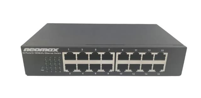 Коммутатор сетевой 16 PORT Switch 10/100 NEOMAX NMS-116P-100-S, metall, настольный)