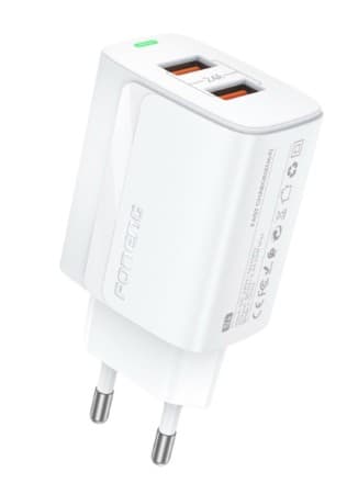 Сетевое зарядное устройство Foneng EU63 2.4A White, 2xUSB-A, белый