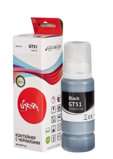 Чернила Sakura M0H57AE (№GT51 Black) для HP, черный, 90 мл., 5000 к