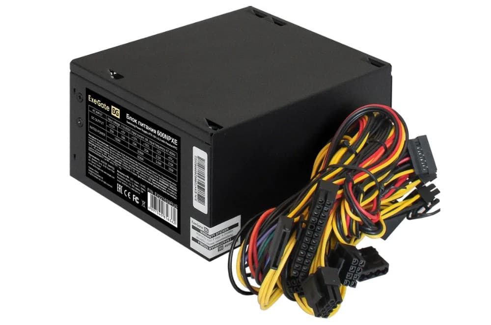 Блок питания 600W Exegate 600NPXE, ATX, black, 12cm fan, 24+4pin, 2x(6+2)pin PCI-E, 5*SATA, 3*IDE (EX221639RUS)