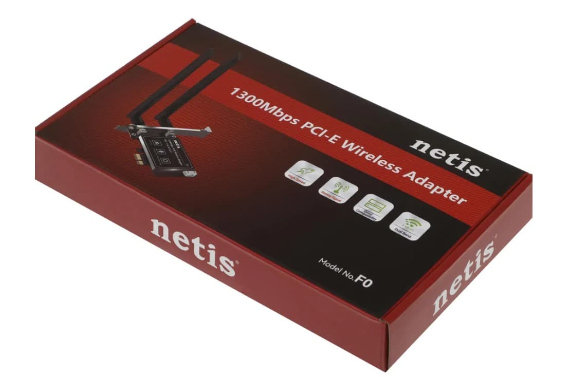 Сетевой адаптер беспроводной (WIFI) PCI-Express NETIS F0 AC1300 2.4ГГц / 5ГГц 2 Антенны внешн., съемн.