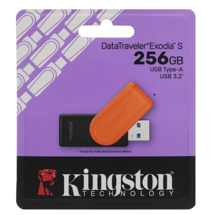 Накопитель USB 256 GB USB 3.2 Kingston DataTraveler Exodia S оранжевый/черный (DTXS/256Gb) R/W 70/25