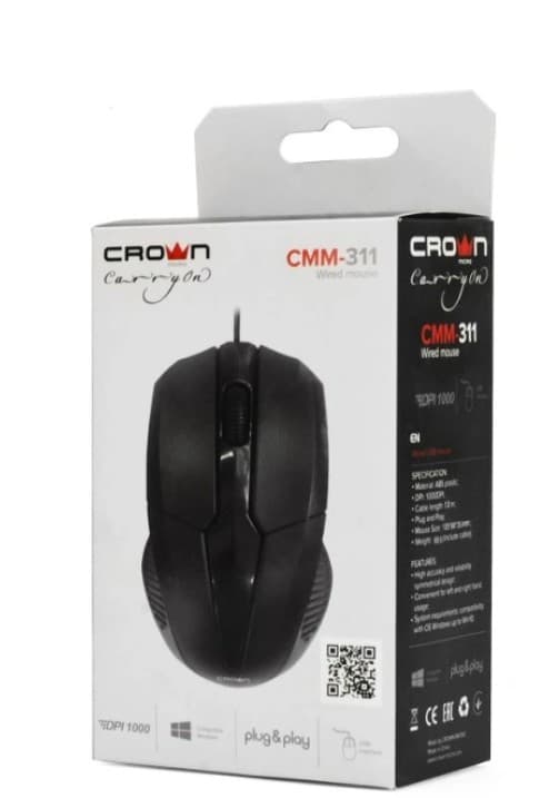 Мышь CROWN CMM-311 черный проводная
