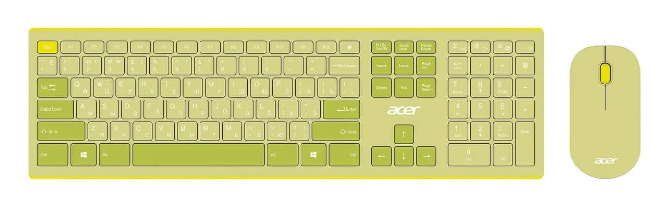 Беспроводной комплект клавиатура + мышь Acer OCC205 зеленый/желтый (ZL.ACCEE.00E)