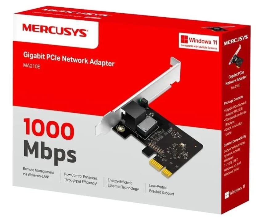 Сетевой адаптер LAN CARD PCI-E 10/100/1000 Mercusys MA210E Gigabit PCIe Network