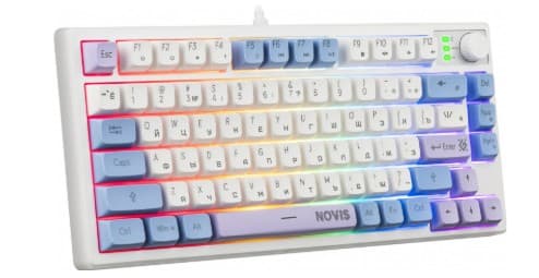 Клавиатура Defender Novis GK-318 RU, бел/гол, 80кн+FN,радуж, подсв.1.5м (45318)