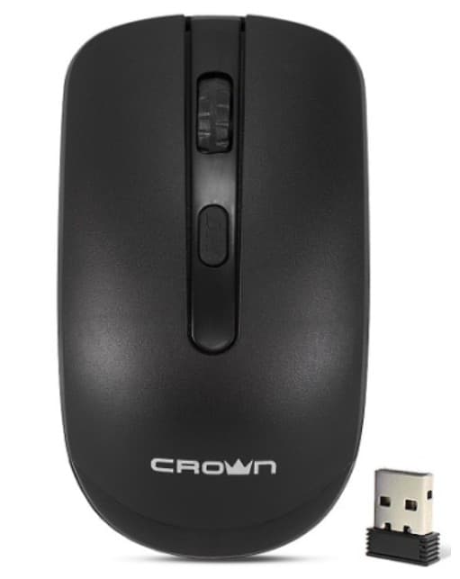 Мышь беспроводная Crown CMM-336W черный, 1600 dpi, 4кн.