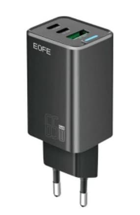 Сетевое зарядное устройство EOFE E603(B) 65W, 1xUSB + 2xUSB-C