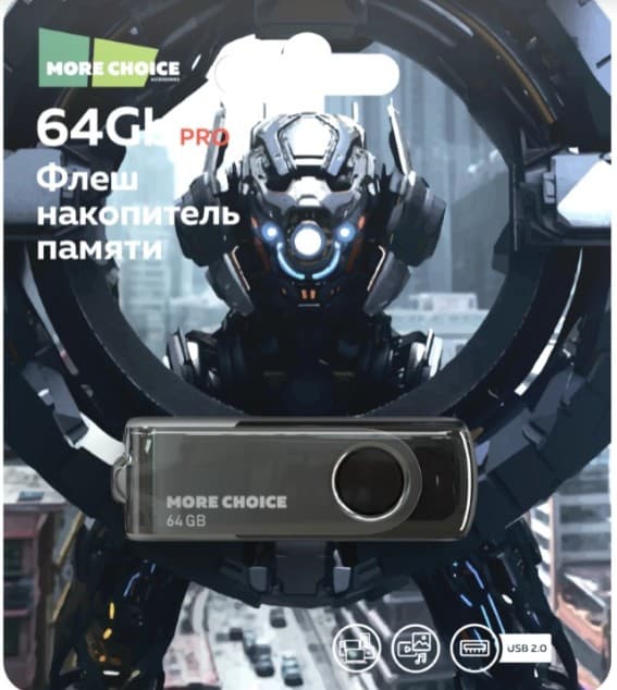 Накопитель USB 64 GB USB 2.0 More Choice MF64-4 Red