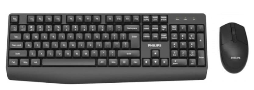 Беспроводной комплект Клавиатура + Мышь Philips SPT6337 черный, USB, 1600 DPI