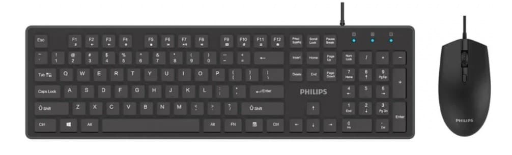Клавиатура + Мышь Philips SPT6264 черный, USB, 1200 DPI
