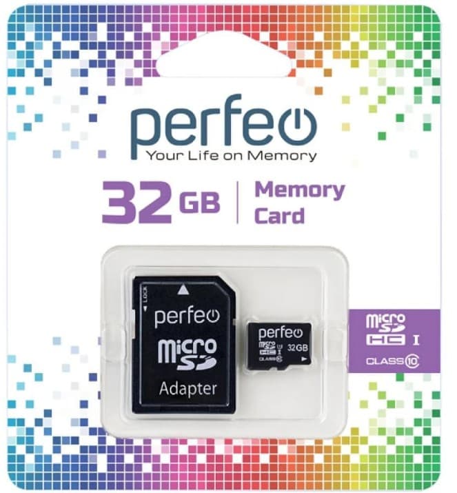 Карта памяти Micro-SD card 32 GB UHS-1 Class 10 + Perfeo