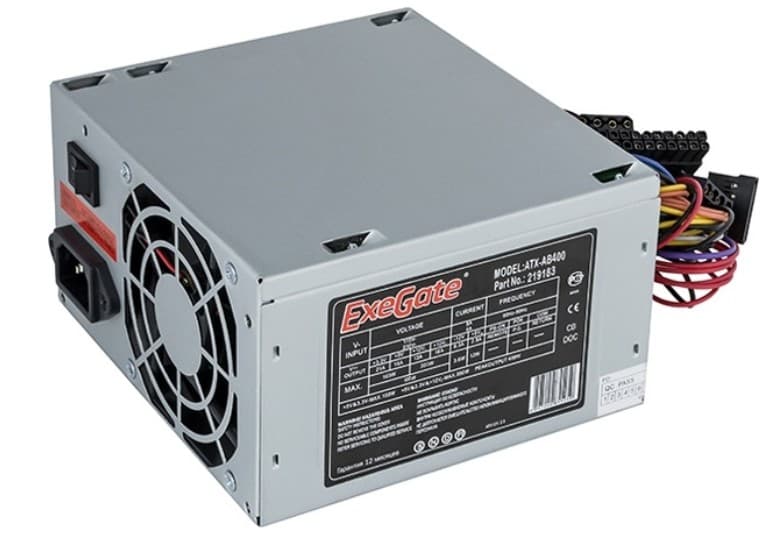 Блок питания 400W Exegate AB400, ATX, 8cm fan, 24p+4p, 3*SATA, 2*IDE (Molex) (EX219183RUS)