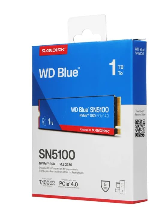 Накопитель SSD M.2 1TB Western Digital WD Blue SN5100 NVMe M.2 2280 PCIe Gen 4.0 x4 3D TLC (WDS100T5B0E) 7100/6700