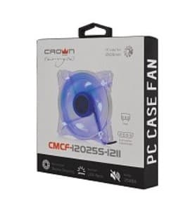 Вентилятор для корпуса Crown CMCF-12025S-1211 прозрачный/синий, 120x120x25мм, синяя подсветка, 1650 об/мин, 3-pin + Molex