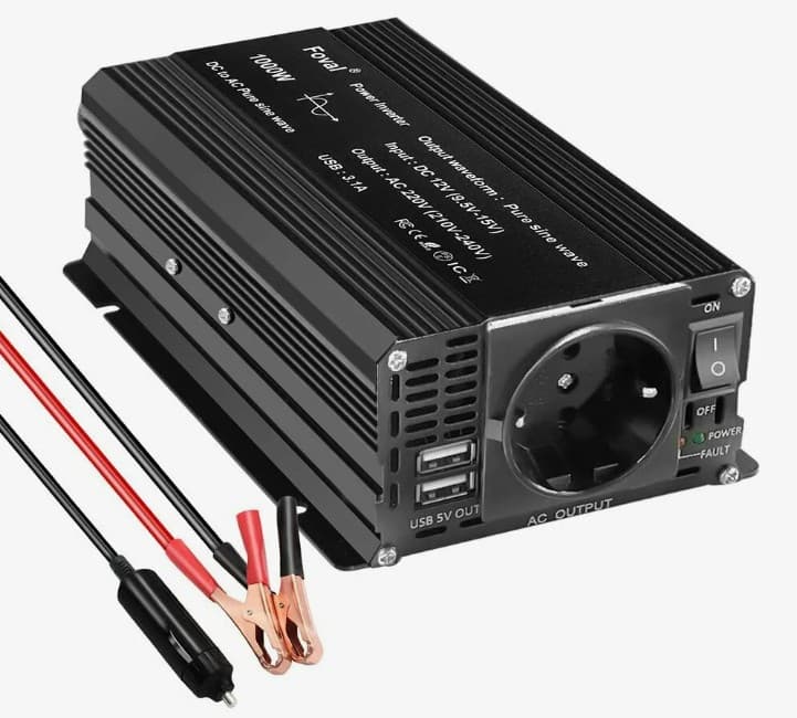 Инвертор (преобразователь) постоянного тока 12В в переменный ток 220В FOVAL 1000W(400) 50Hz, Чистая синусоида