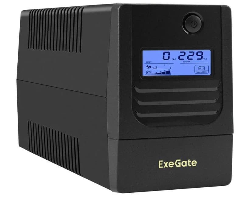 ИБП ExeGate Power Smart LB-850.LCD.AVR.2SH.USB 850VA/510W, LCD, AVR,2*Schuko, USB, батарея 12V 9Ah, черный