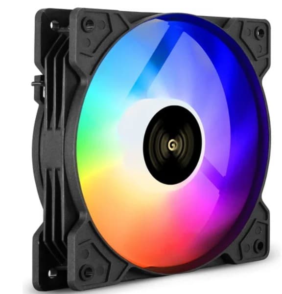 Вентилятор для корпуса ExeGate EX12025H6PYH-PWM.ARGb черный/белый, подсветка, 120x120x25, 1200 об/мин, 33 дБ, 6 pin (EX295972RUS) 1200 RPM, 23dB