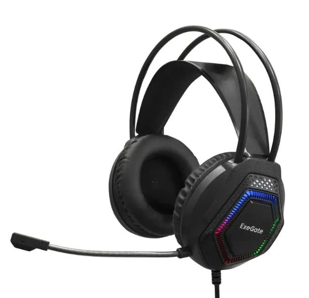 Гарнитура ExeGate Cosmos HS-704GL чёрный, USB, вирт. звук 7.1, подсветка (EX289747RUS)