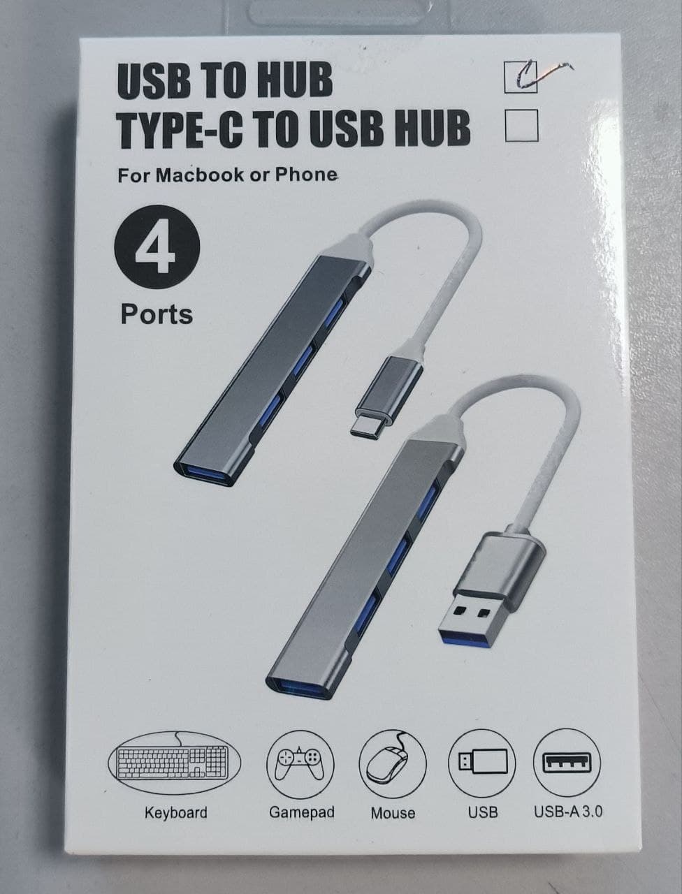 Разветвитель USB концентратор 4 Port HUB Metal Silver, USB A to 4port USB3.0, 4 порта